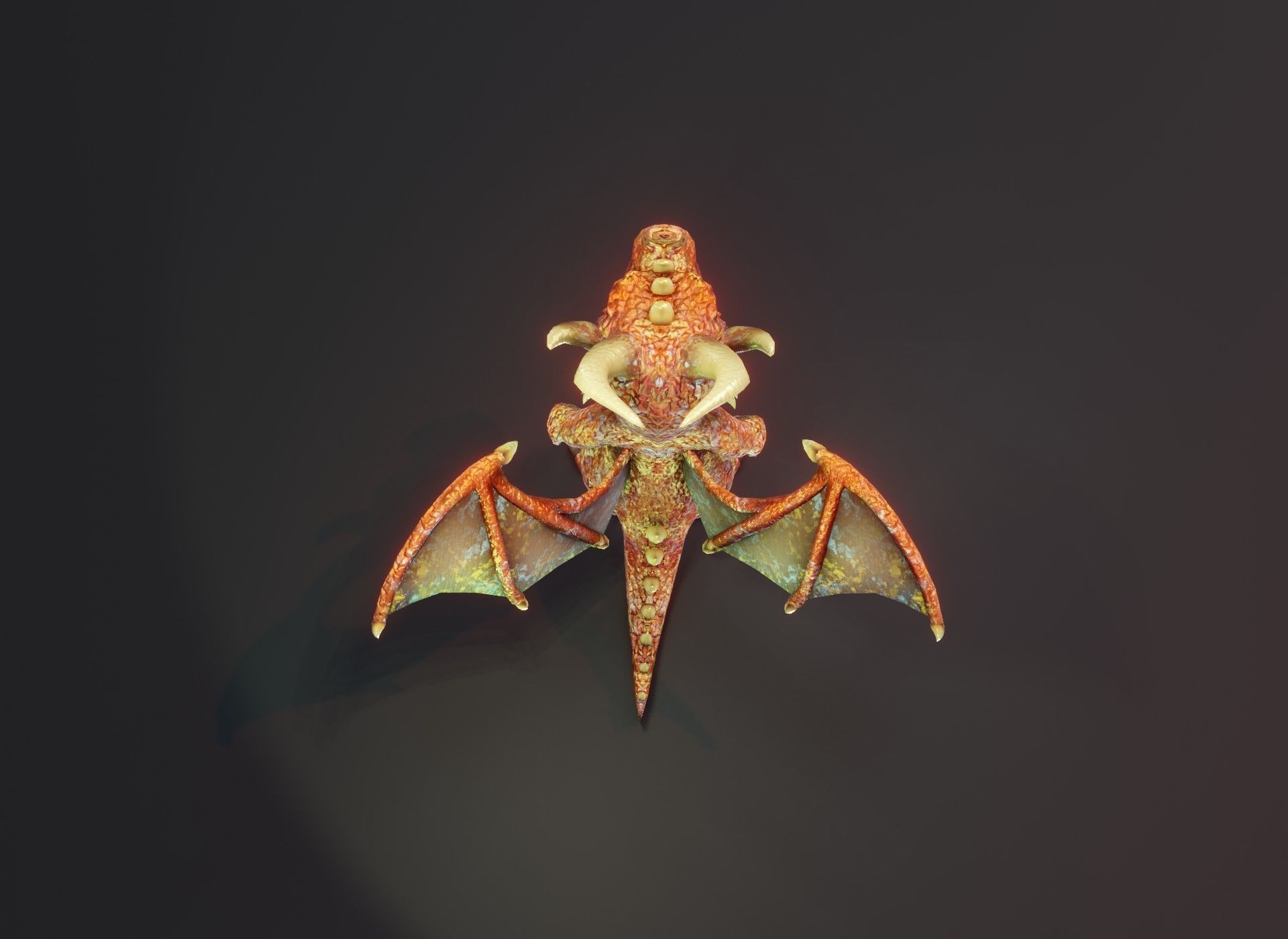 Cartoon Copper Dragon Rigged 3D Model Low-poly 3D model_8