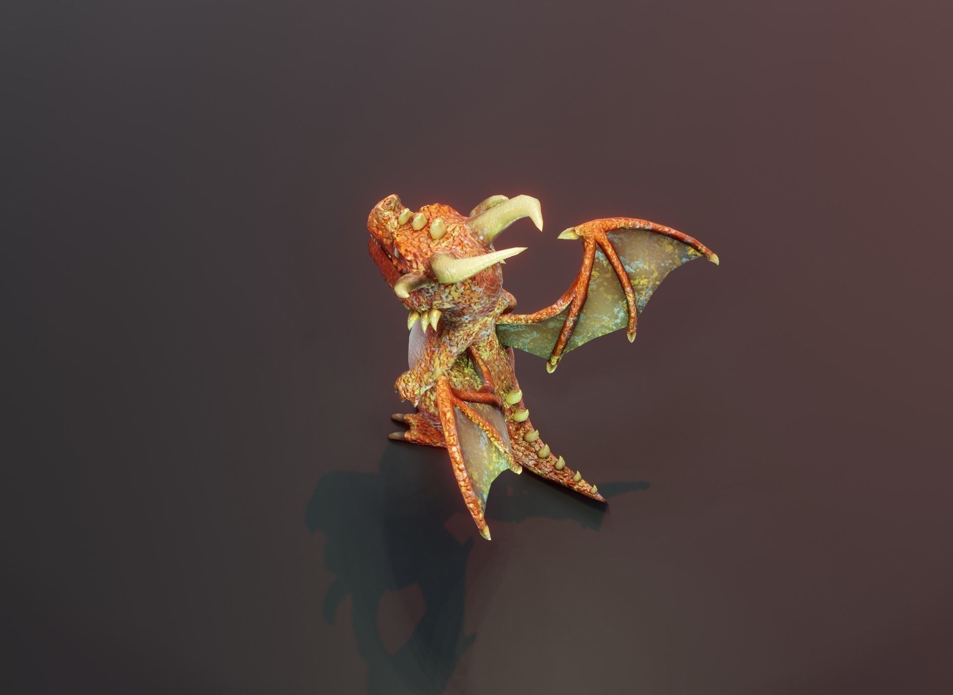 Cartoon Copper Dragon Rigged 3D Model Low-poly 3D model_13