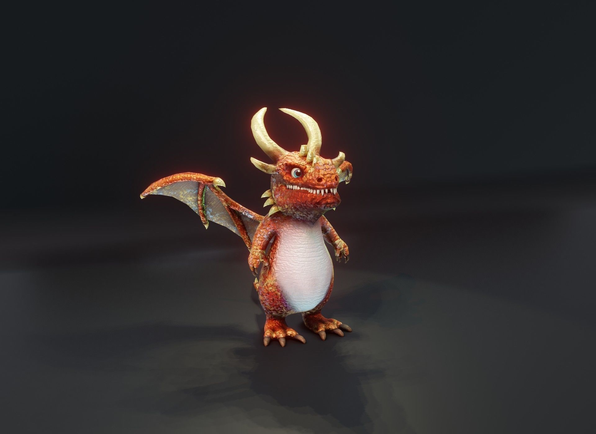 Cartoon Copper Dragon Rigged 3D Model Low-poly 3D model_11