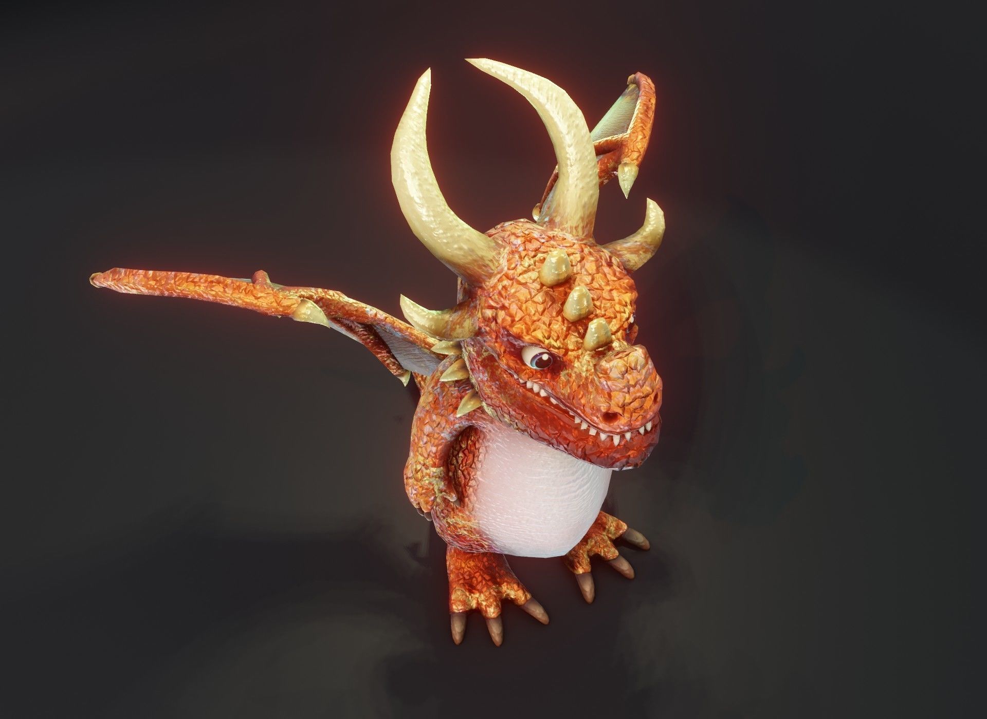 Cartoon Copper Dragon Rigged 3D Model Low-poly 3D model_4
