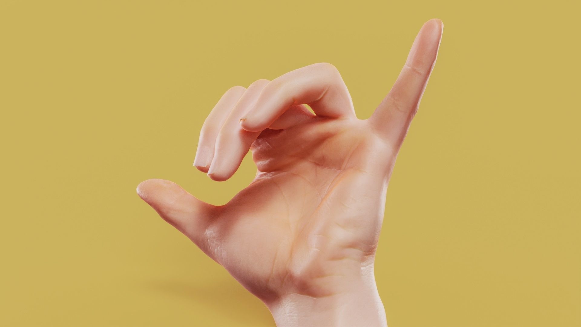 Call Me Male Single Hand 014 Low-poly 3D model_11