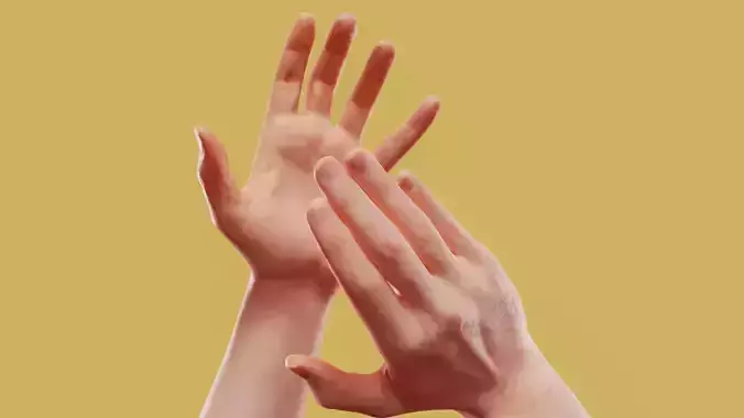 Clapper Male Duo Hands 021 Low-poly 3D model