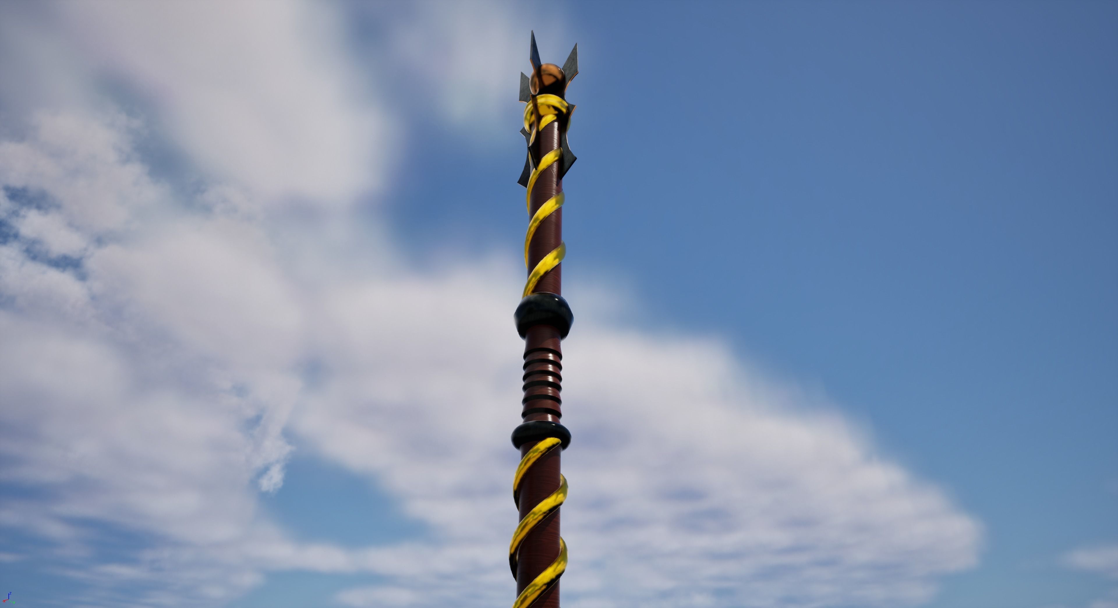 Wooden Staff 3D model_3