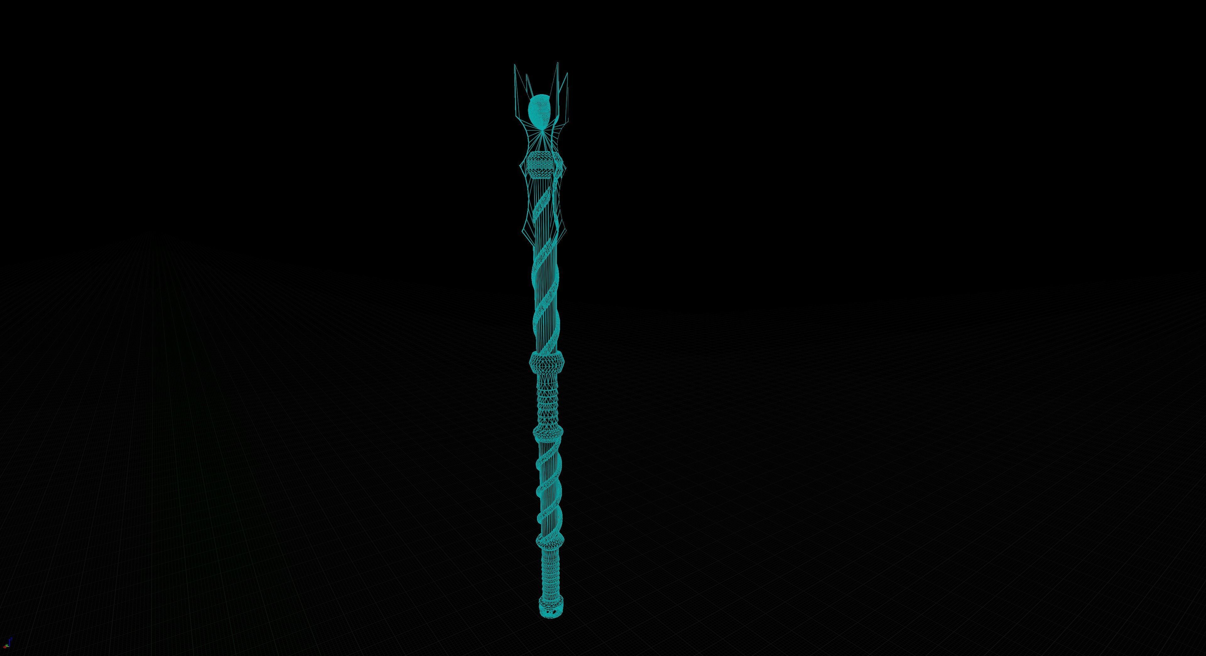 Wooden Staff 3D model_1
