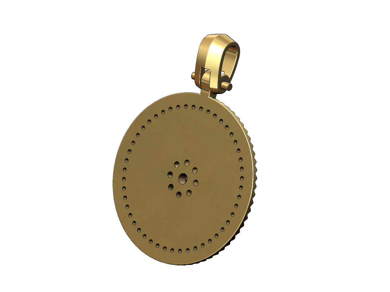 Sun cluster fluted bezel diamond pendant with bail 3D print model_4