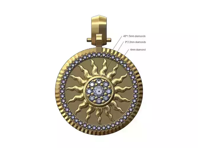 Sun cluster fluted bezel diamond pendant with bail