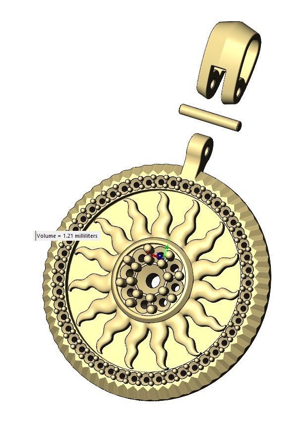 Sun cluster fluted bezel diamond pendant with bail 3D print model_16