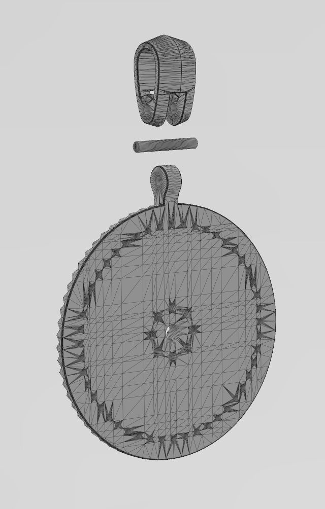 Sun cluster fluted bezel diamond pendant with bail 3D print model_15