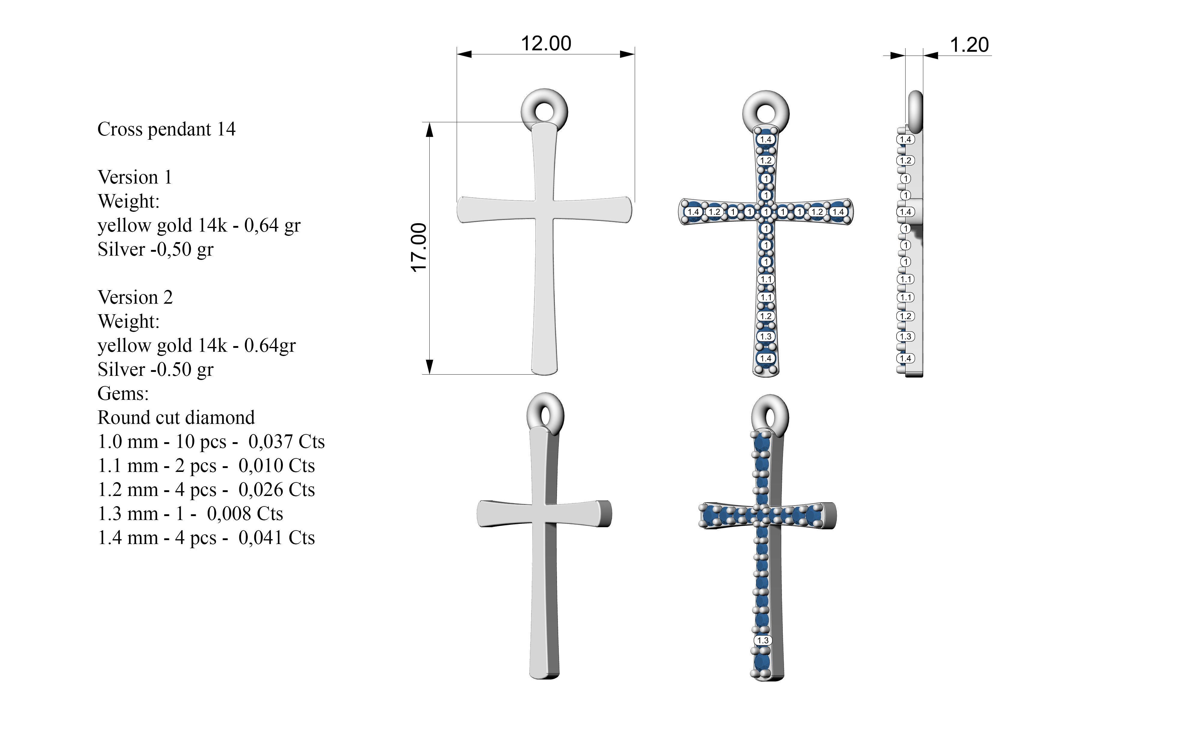 Cross pendant 14   3D print model_9