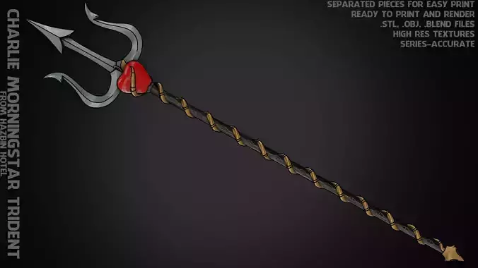 Hazbin Hotel Charlie Morningstar Trident for Cosplay 3D print model