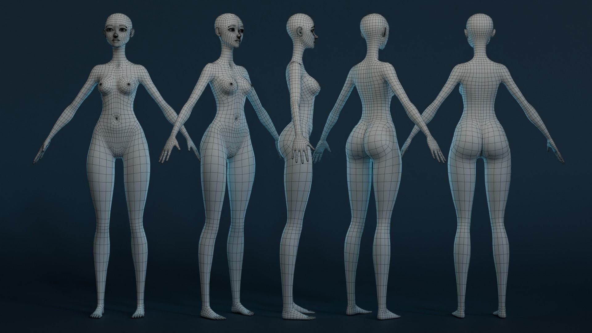 Girl Basemesh 3D model_2