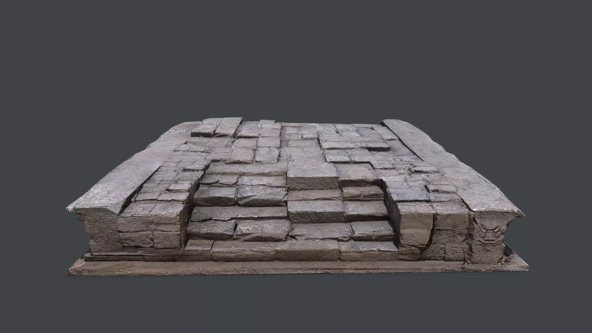 temple stairs Low-poly 3D model_0