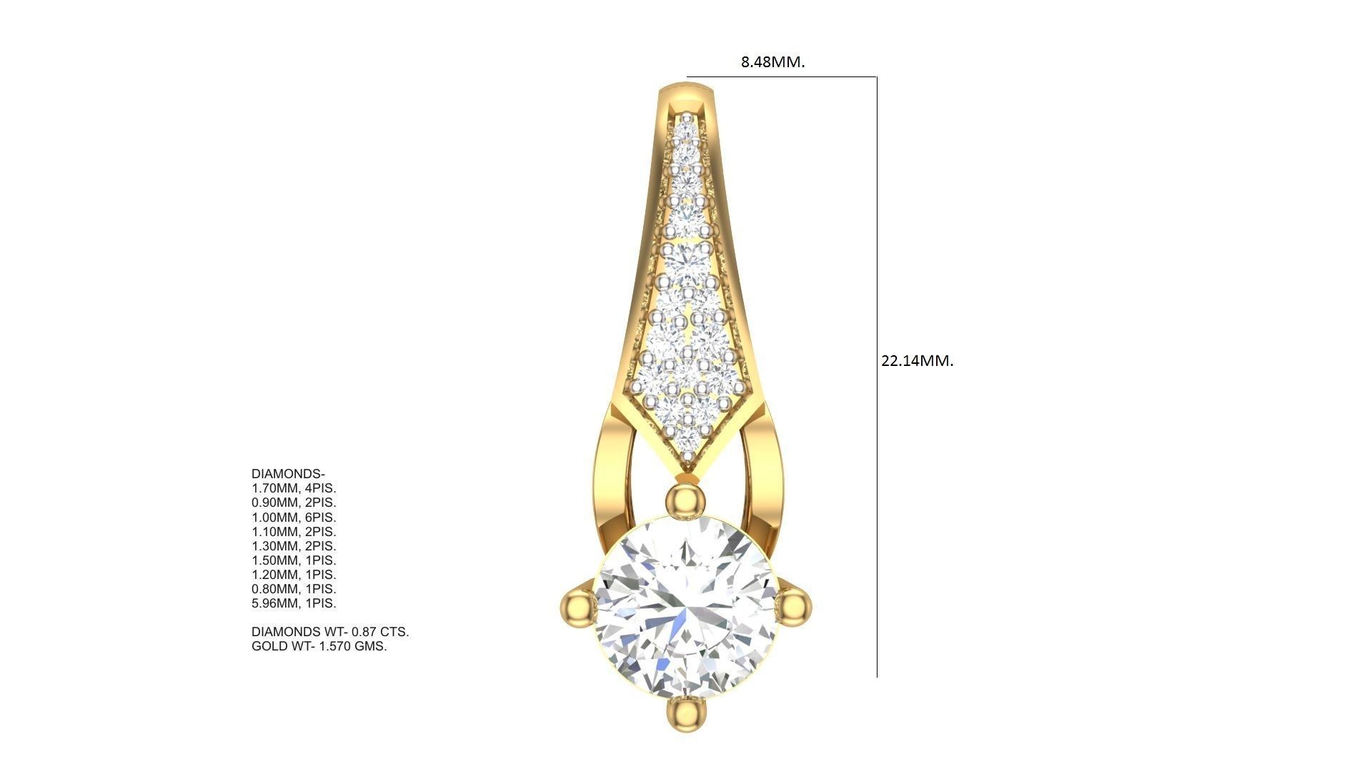 Husk  Diamond Pendant 3D print model_1