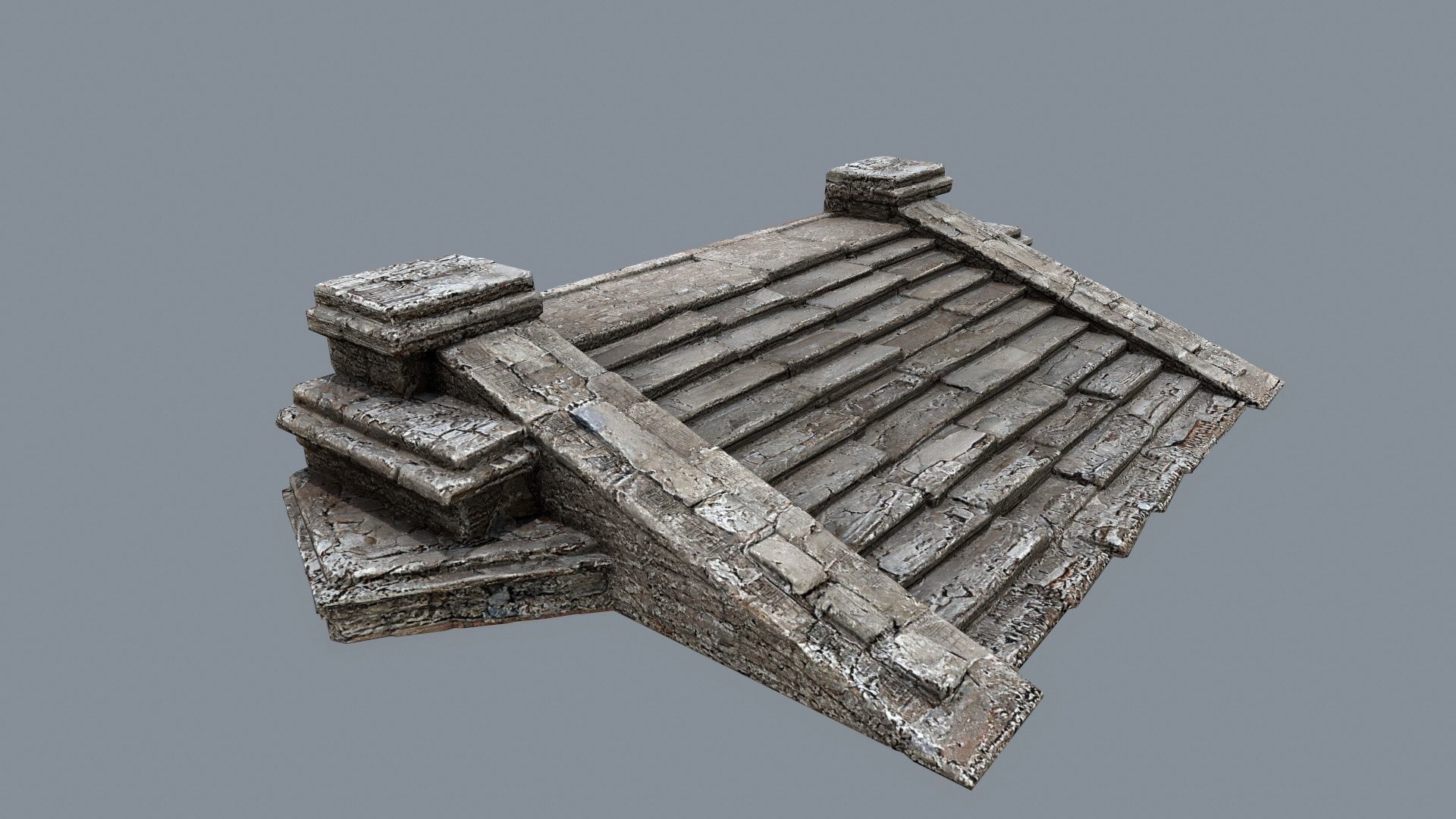 Ruin Stairs Low-poly 3D model_1