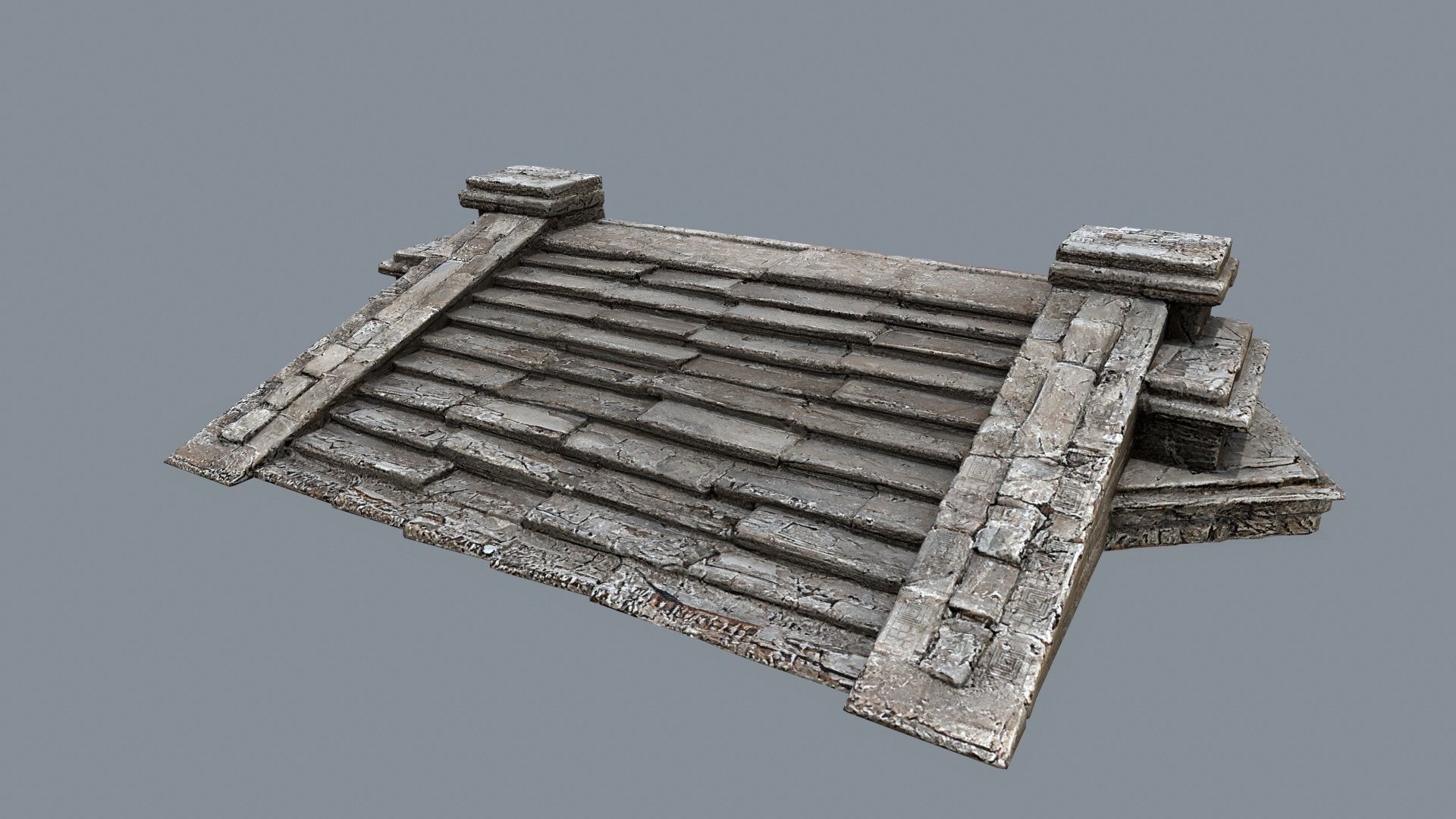 Ruin Stairs Low-poly 3D model_7