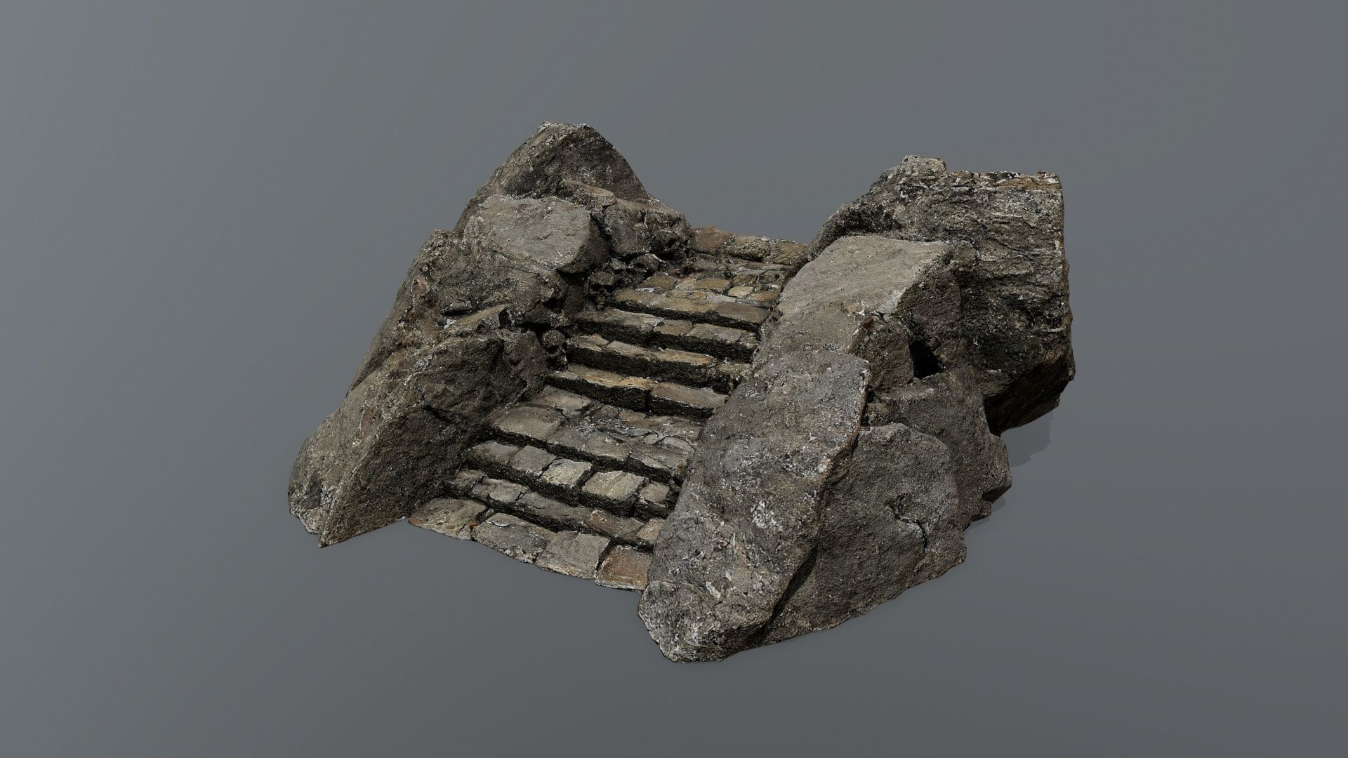Ruin Stairs Low-poly 3D model_8