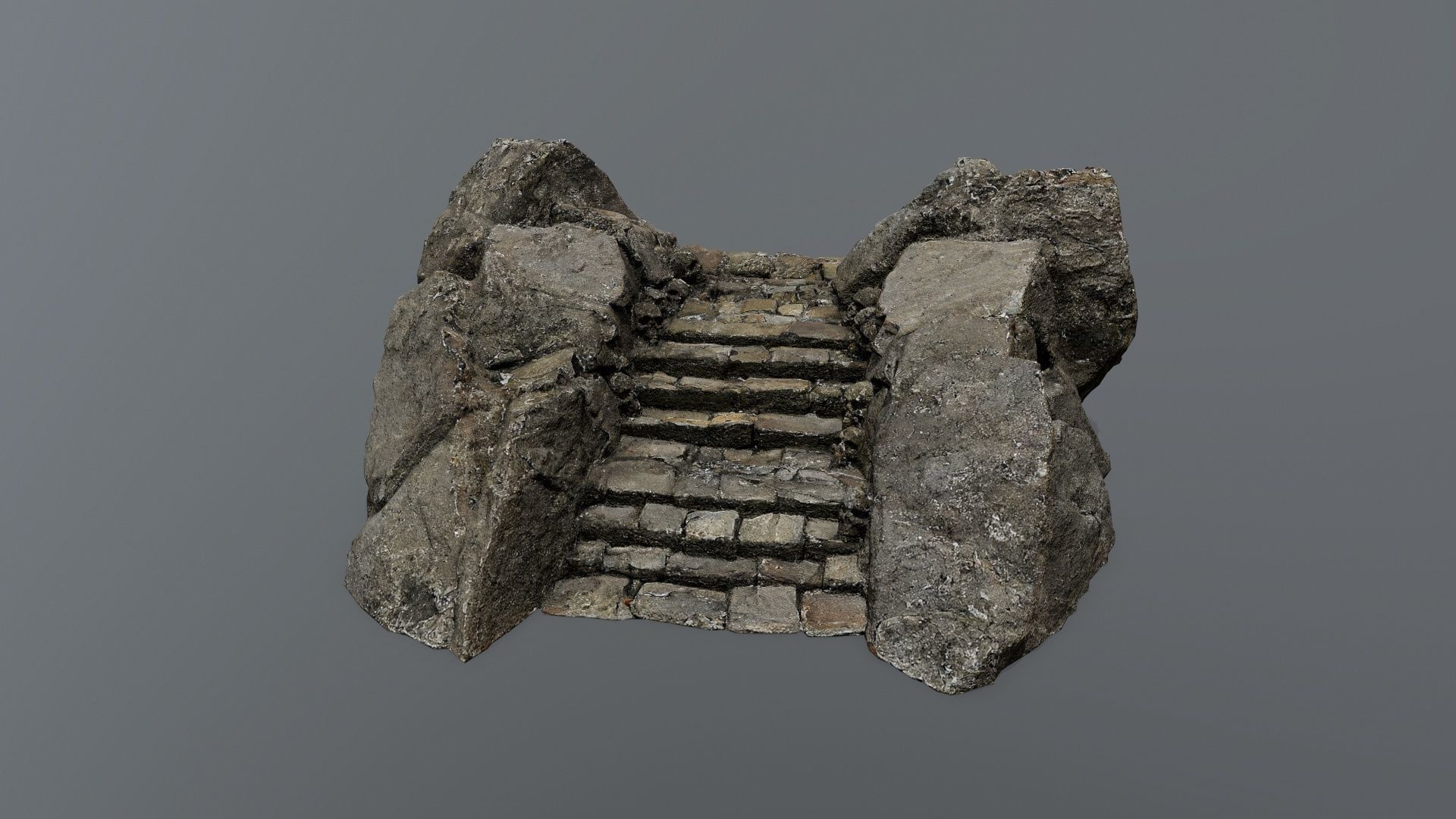 Ruin Stairs Low-poly 3D model_1
