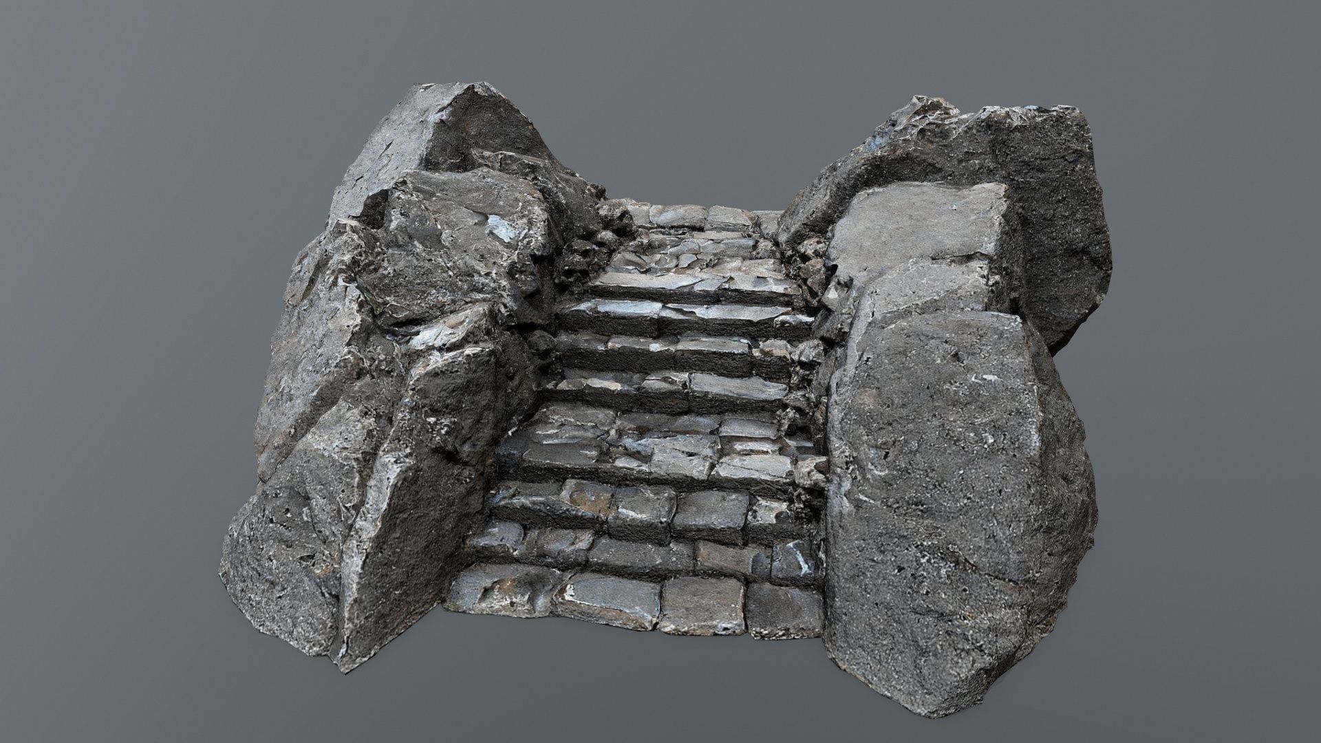 Ruin Stairs Low-poly 3D model_1