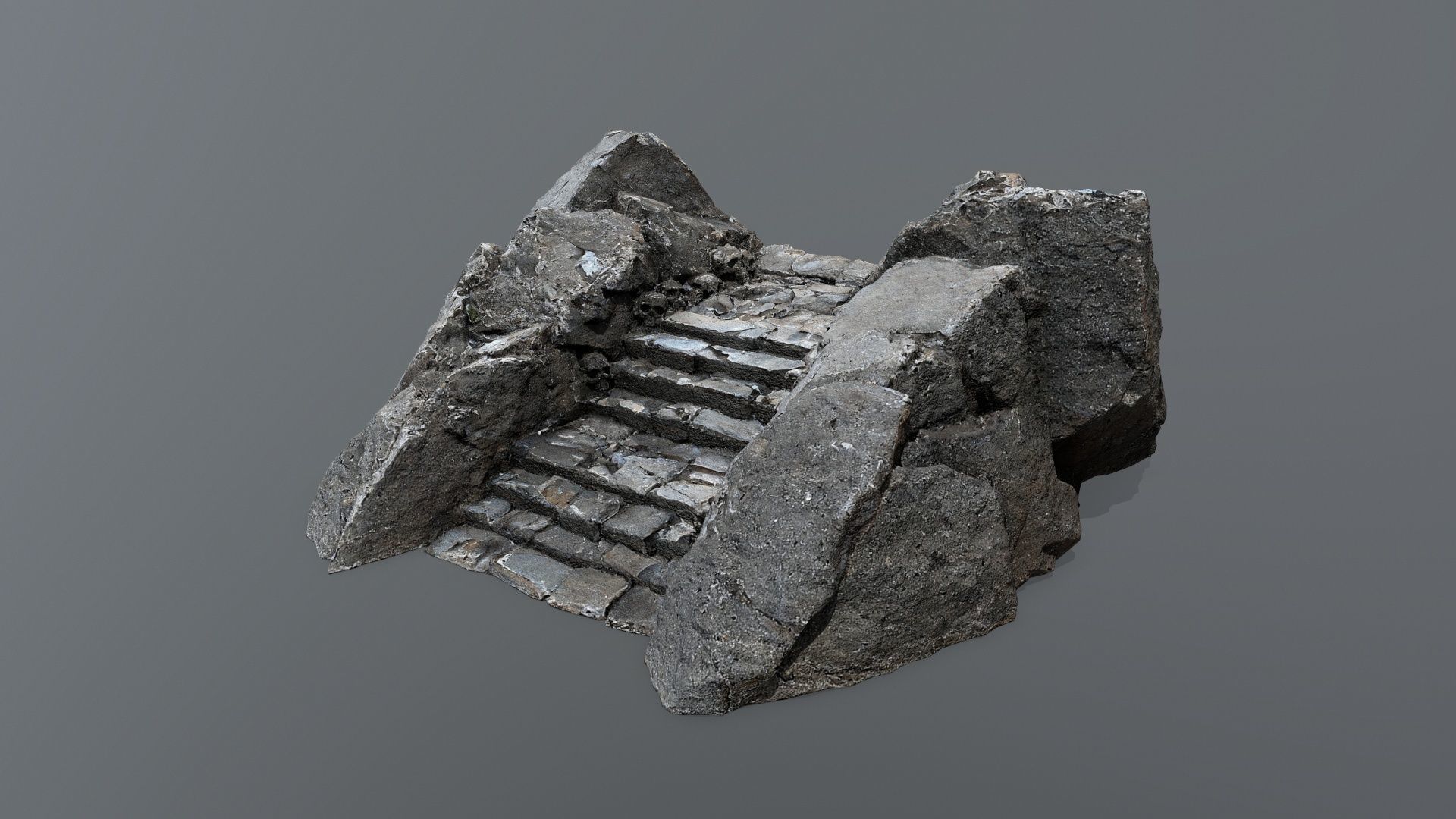 Ruin Stairs Low-poly 3D model_9