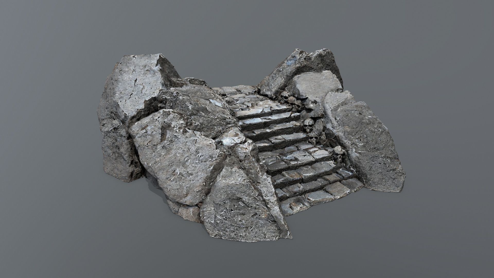 Ruin Stairs Low-poly 3D model_3