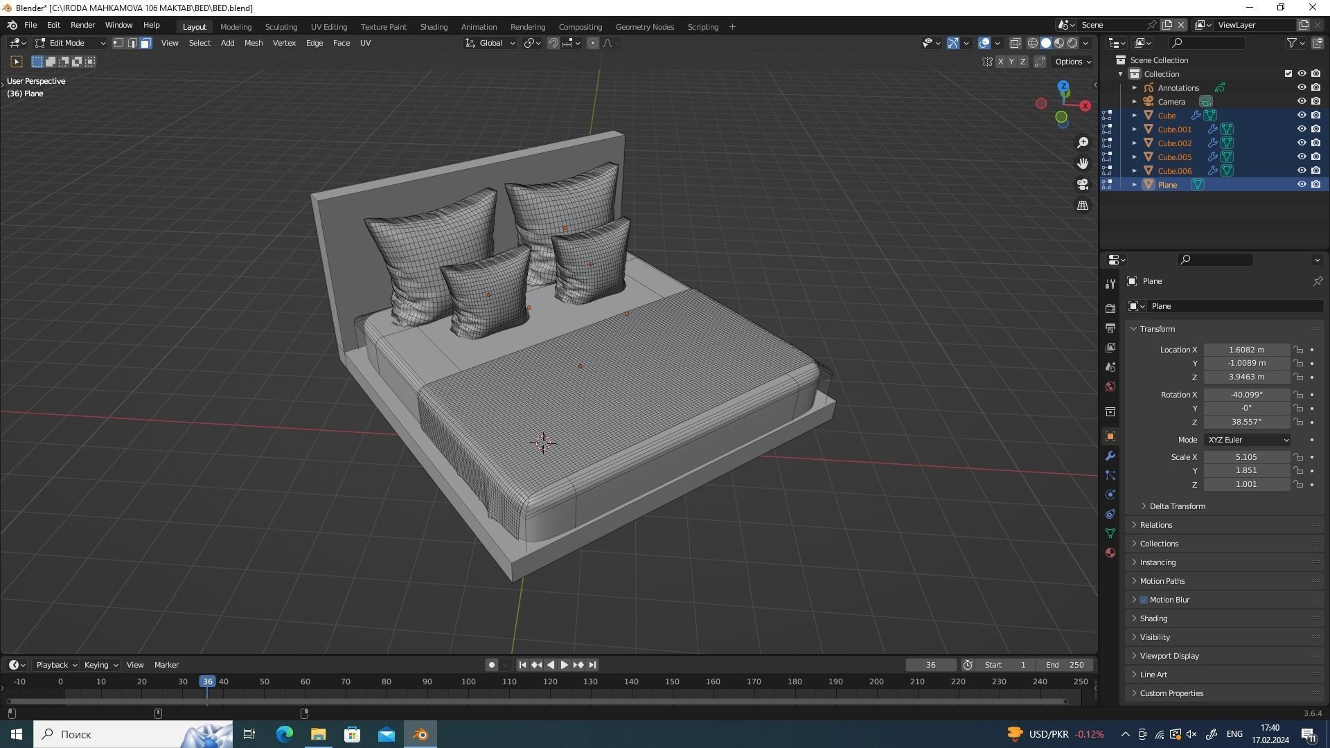 BED FOR INTERIOR 3D model_4