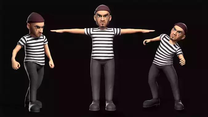 Scary Robber  Low-poly 3D model