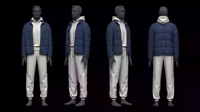 Mens Hooded Casual Wear 3d Model