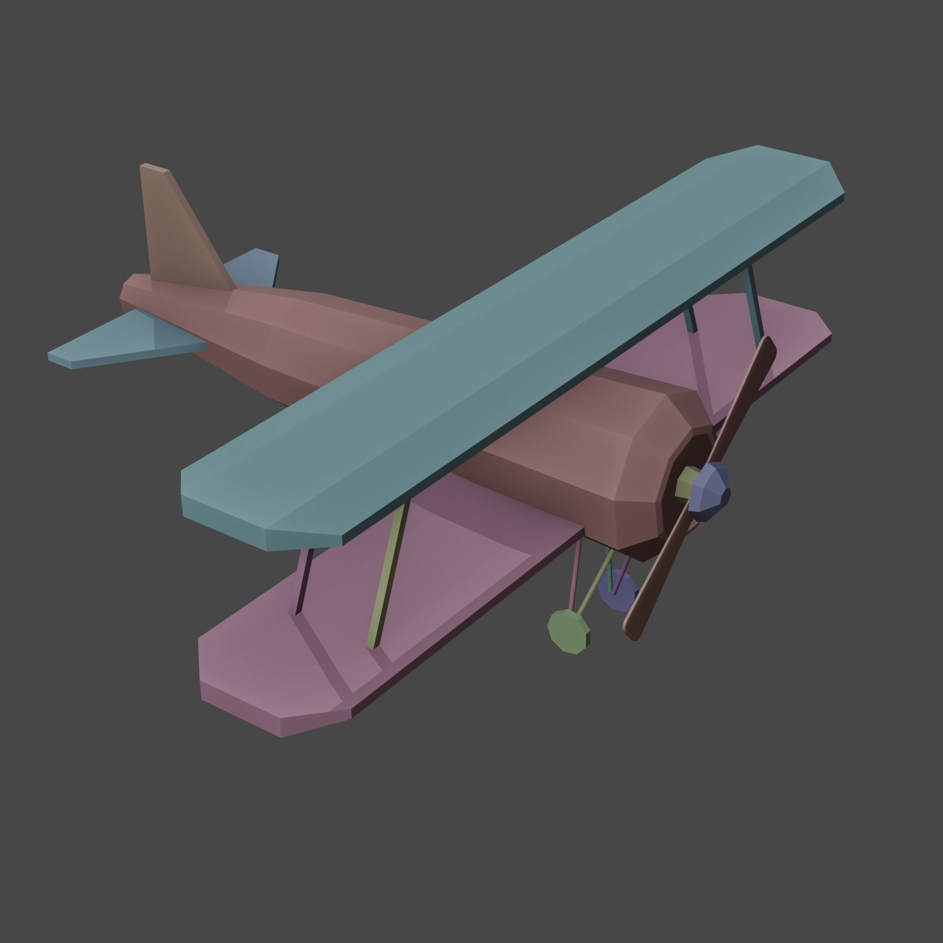 Low poly Aero plane Low-poly 3D model_2