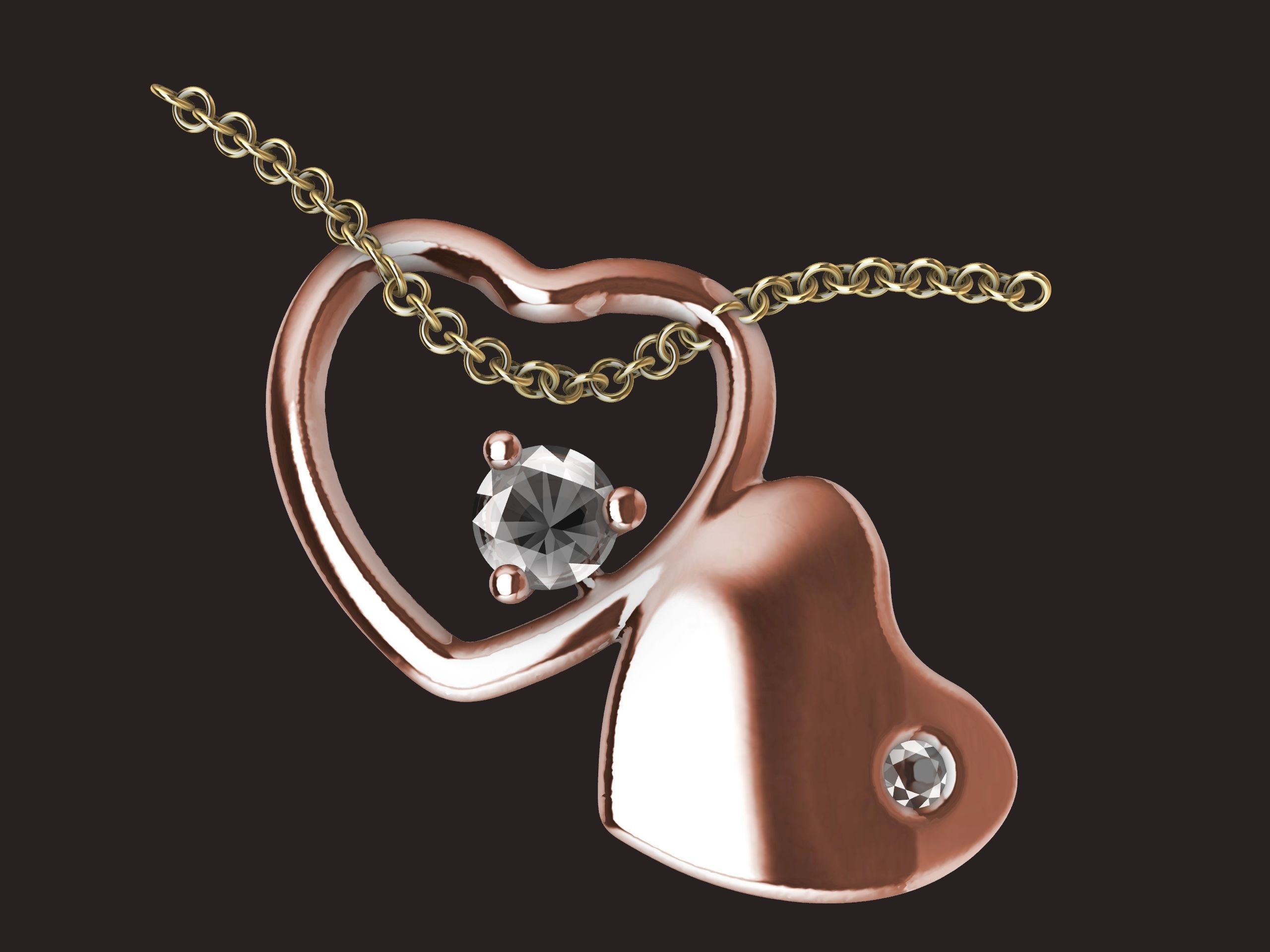 The Sparkling Heart Pendant 3D print model_12