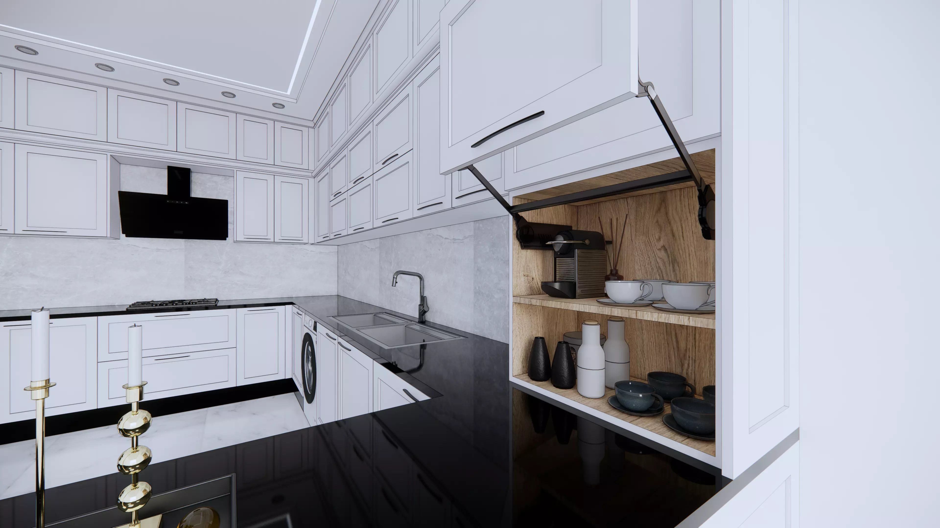 Classic kitchen 3D model Free 3D model