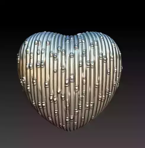 Bamboo Textured heart Pendant 3D print model