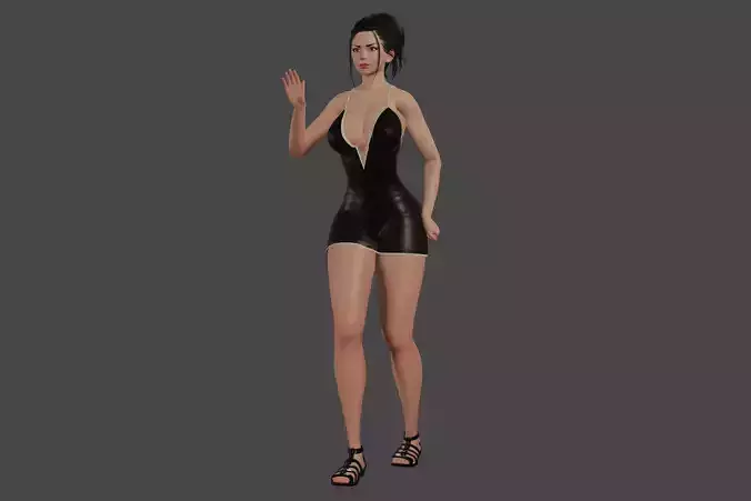 NSFW adult 3d model of a woman in a dress  3D model