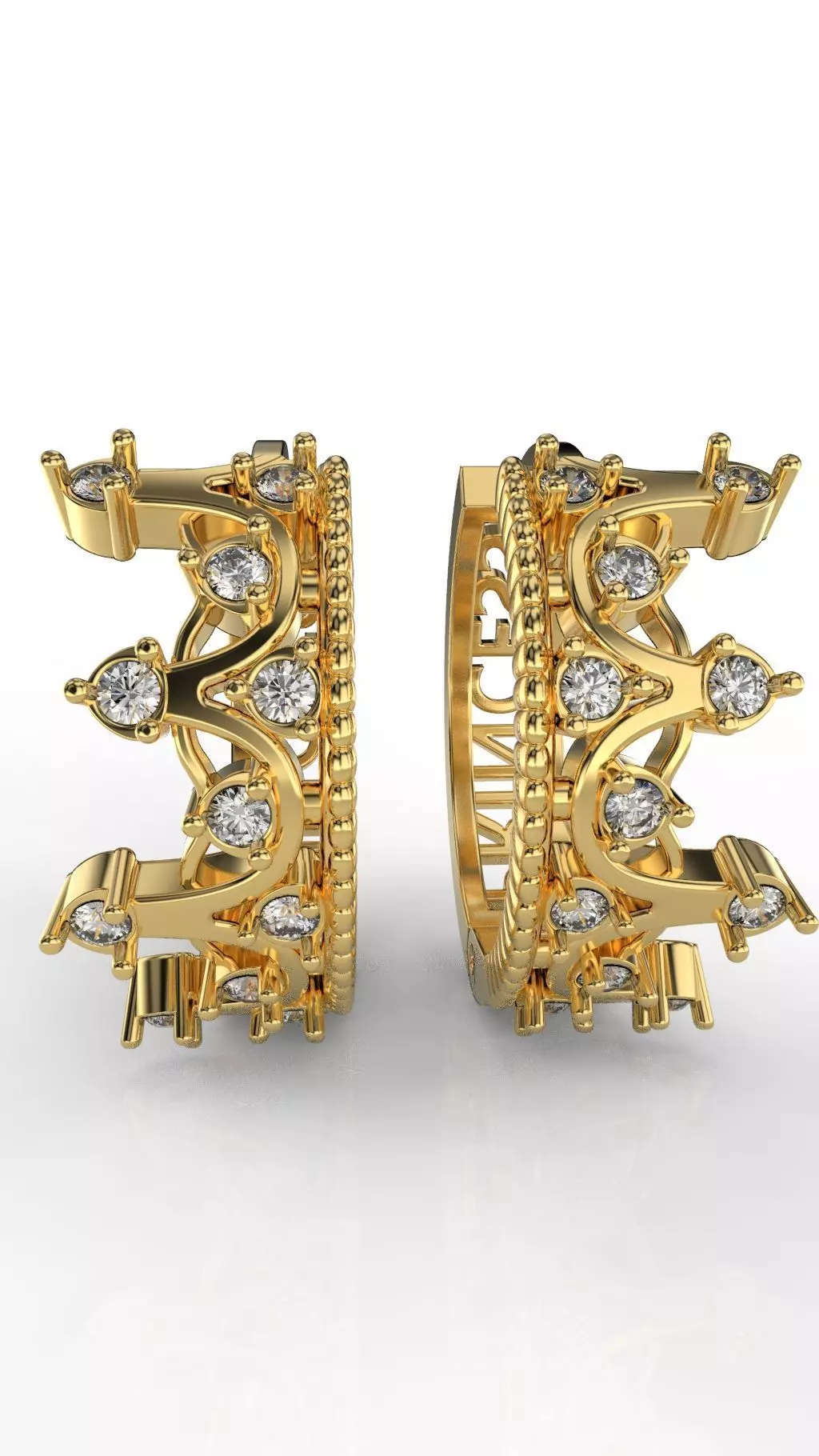 printable STL jewelry princes s crown earrings 3D print model