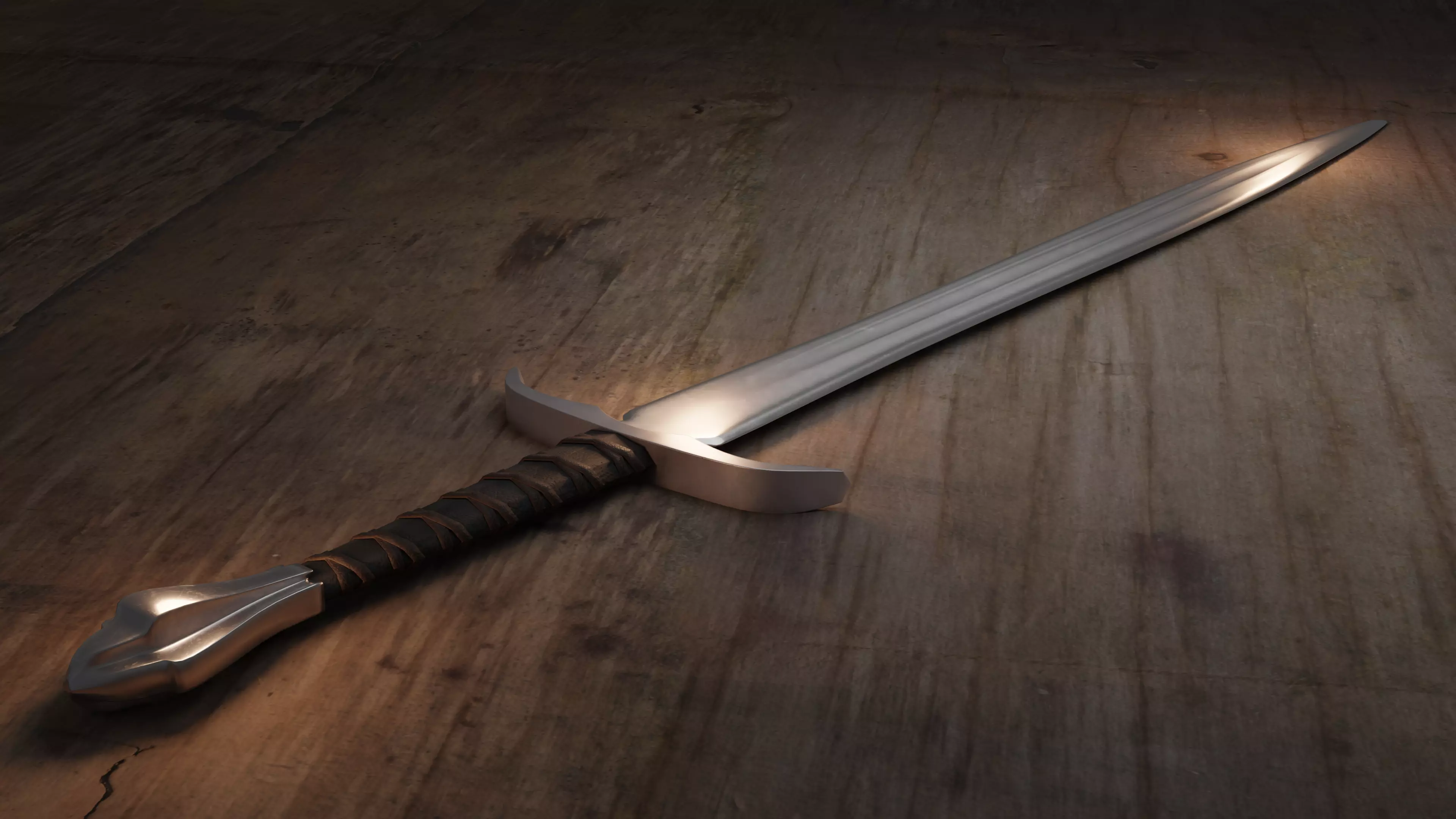 Game ready medieval sword Free low-poly 3D model