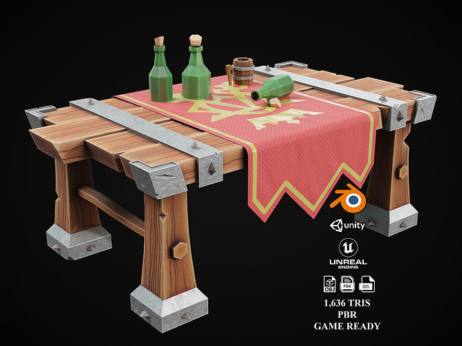 Stylized Table Low-poly 3D model