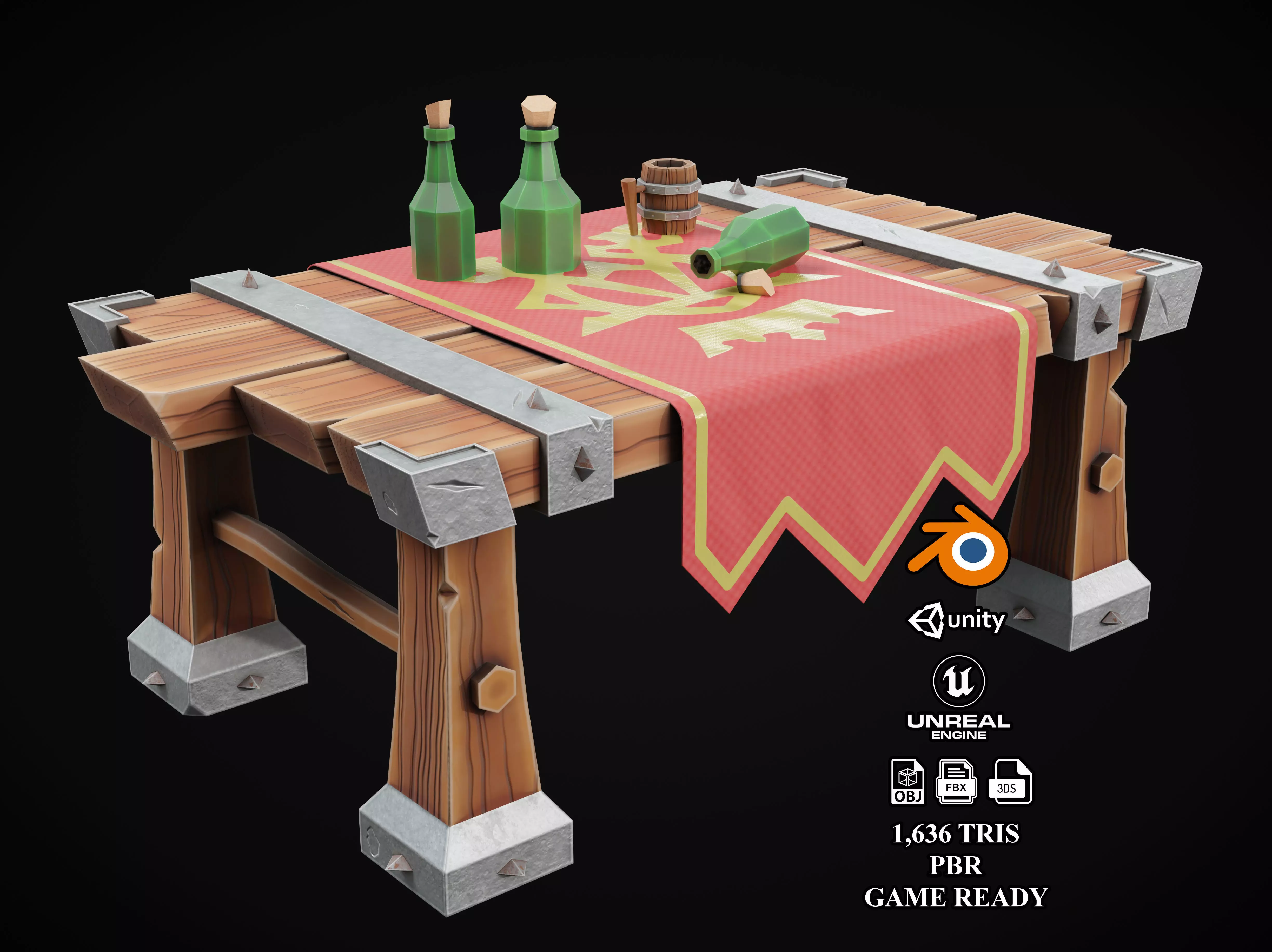 Stylized Table Free low-poly 3D model