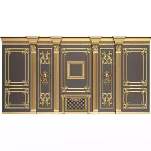 Boiserie Classic Wall with Mouldings 010 Black