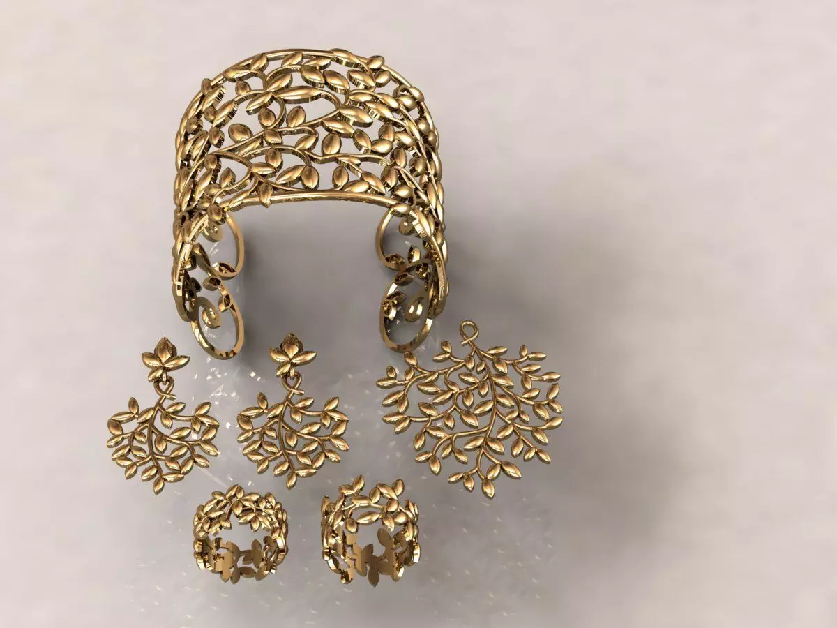 Set Tiffany 6 Paloma Picasso Olive Leaf Band 3D print model