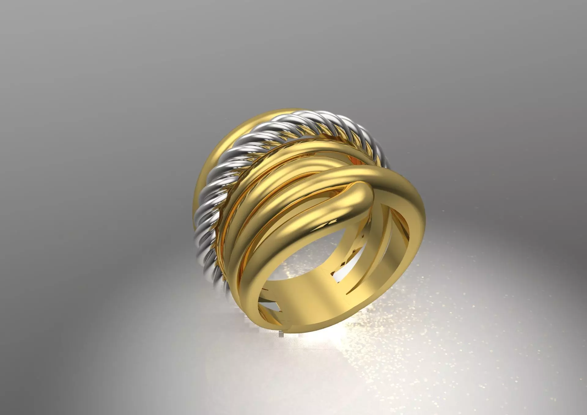 Luxury two-tone spiral stl 3dm ring model gr0001 3D print model