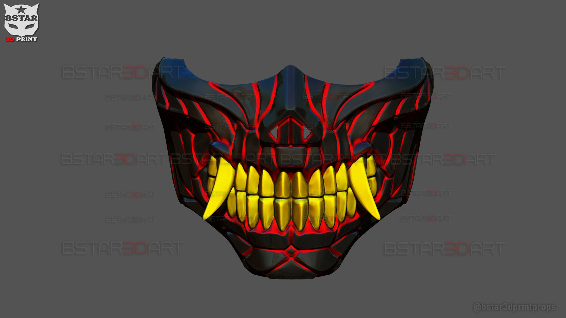 Hannya Cyber Half Mask - Halloween Cosplay 3D print model_11