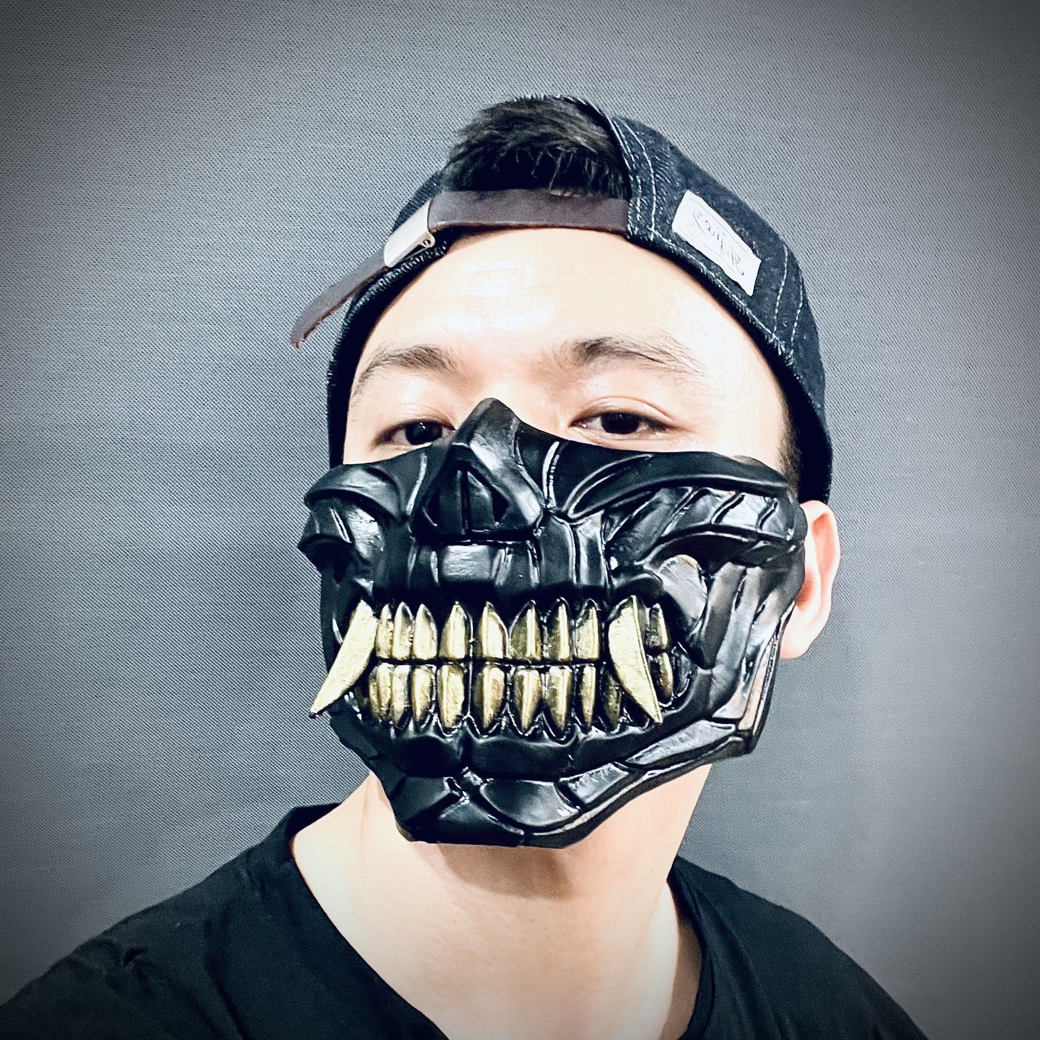 Hannya Cyber Half Mask - Halloween Cosplay 3D print model_2