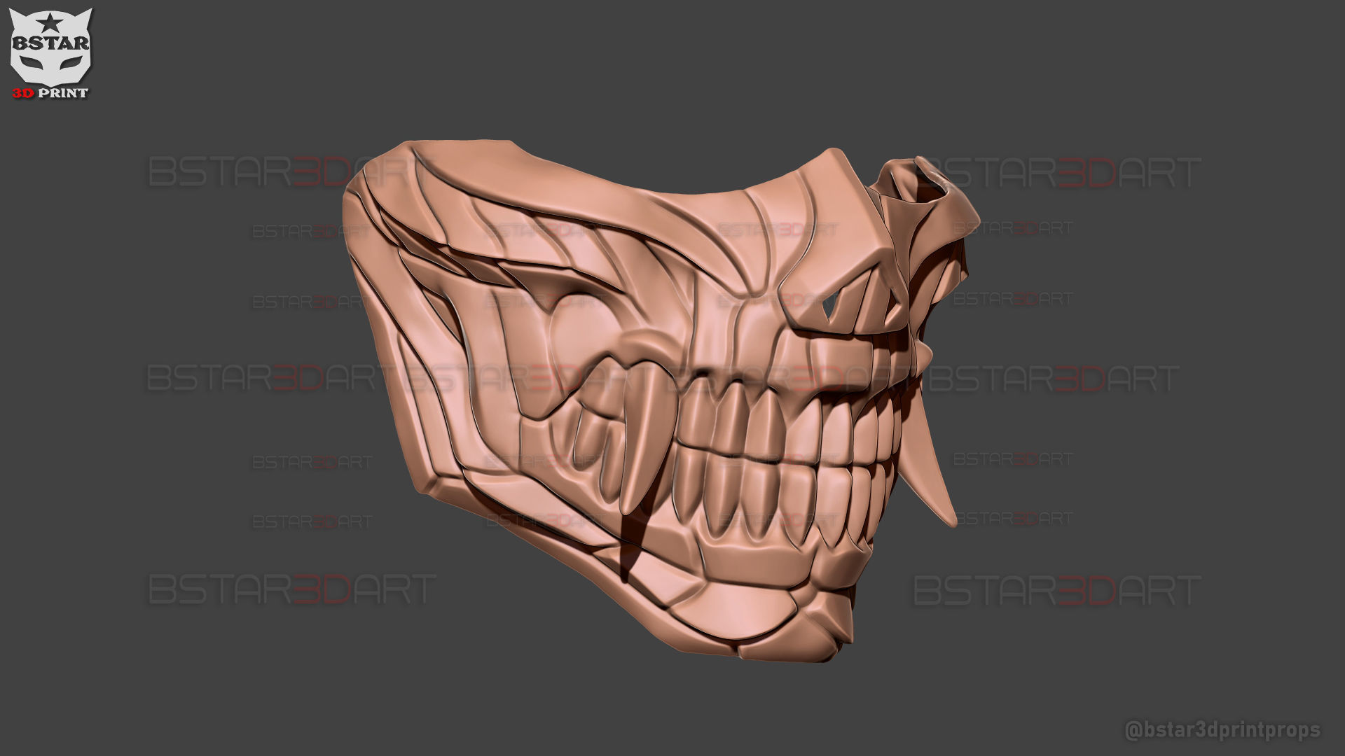 Hannya Cyber Half Mask - Halloween Cosplay 3D print model_20