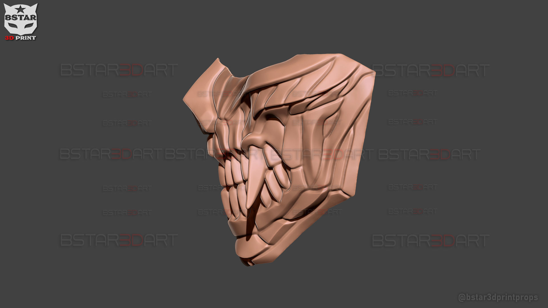 Hannya Cyber Half Mask - Halloween Cosplay 3D print model_18