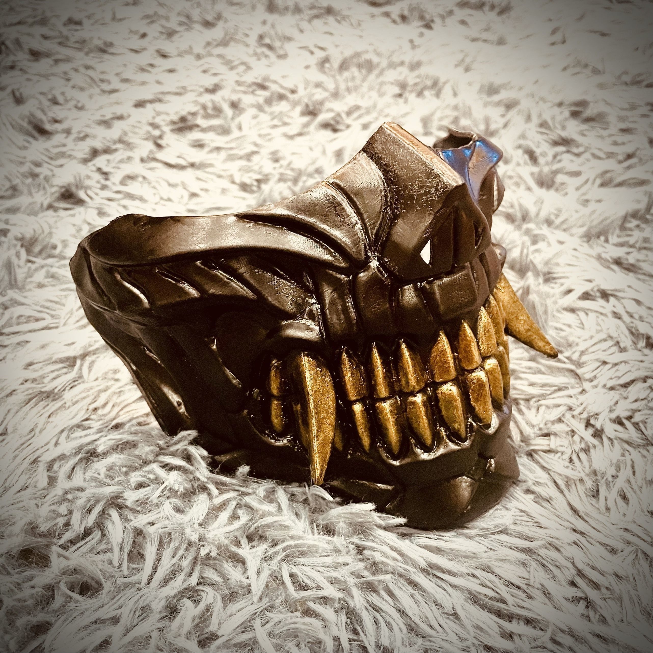 Hannya Cyber Half Mask - Halloween Cosplay 3D print model_5