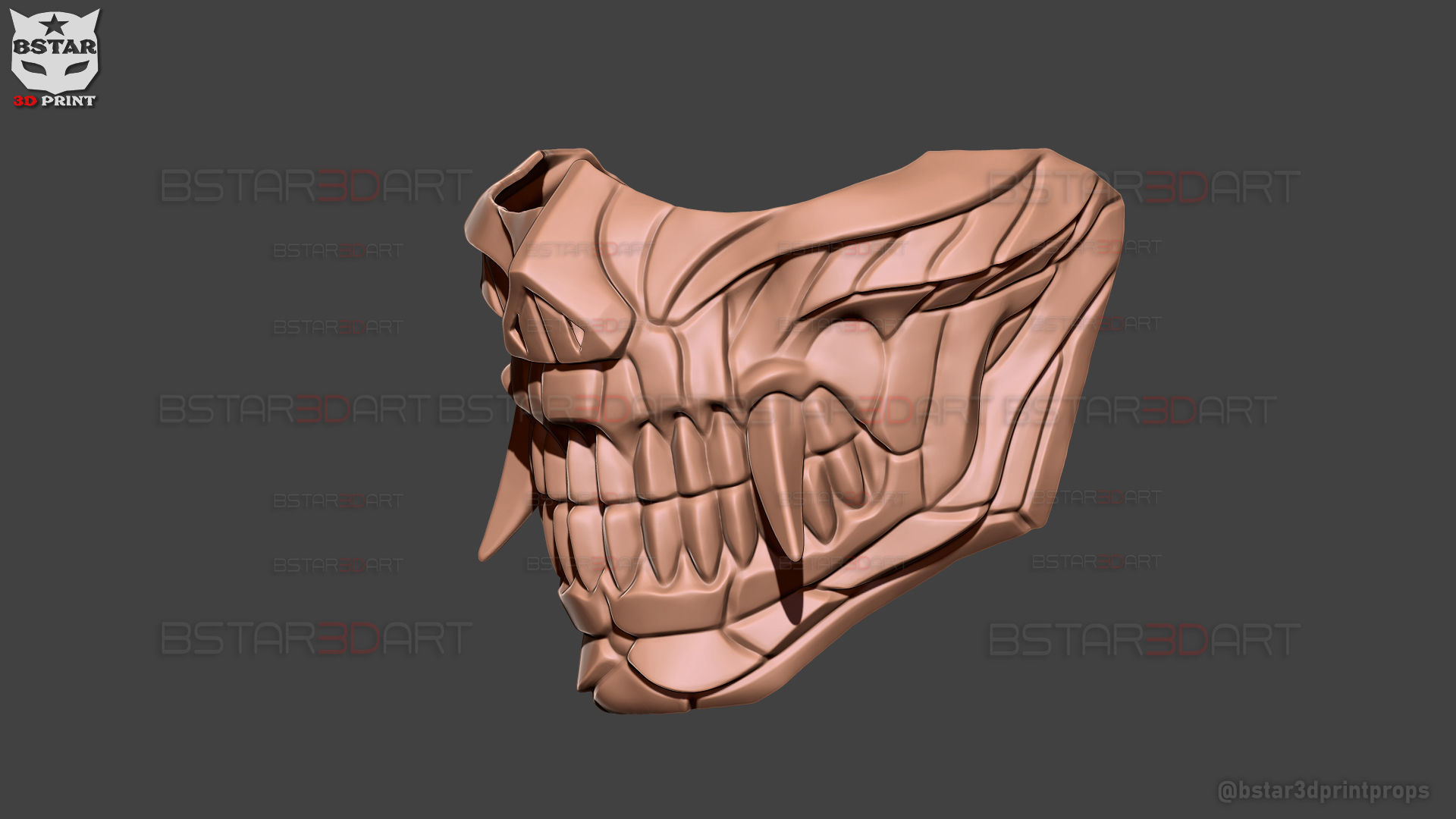 Hannya Cyber Half Mask - Halloween Cosplay 3D print model_17