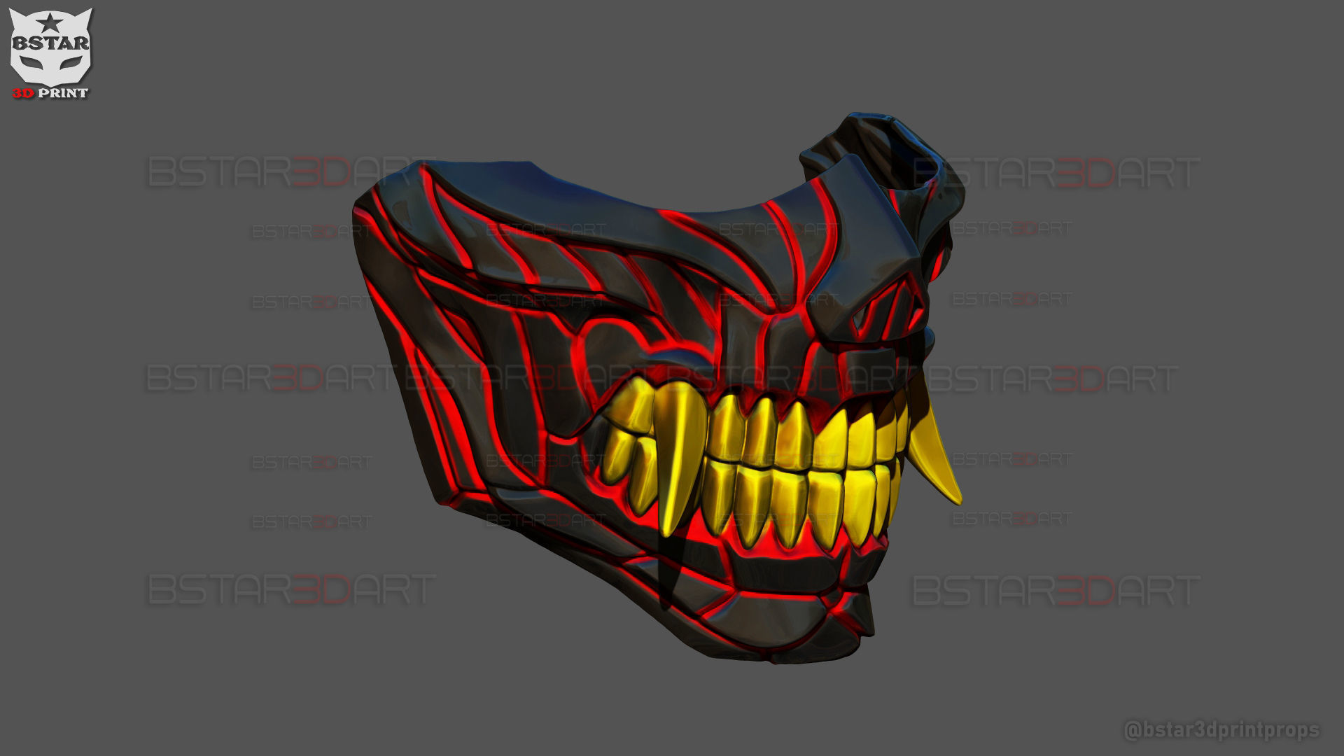 Hannya Cyber Half Mask - Halloween Cosplay 3D print model_15