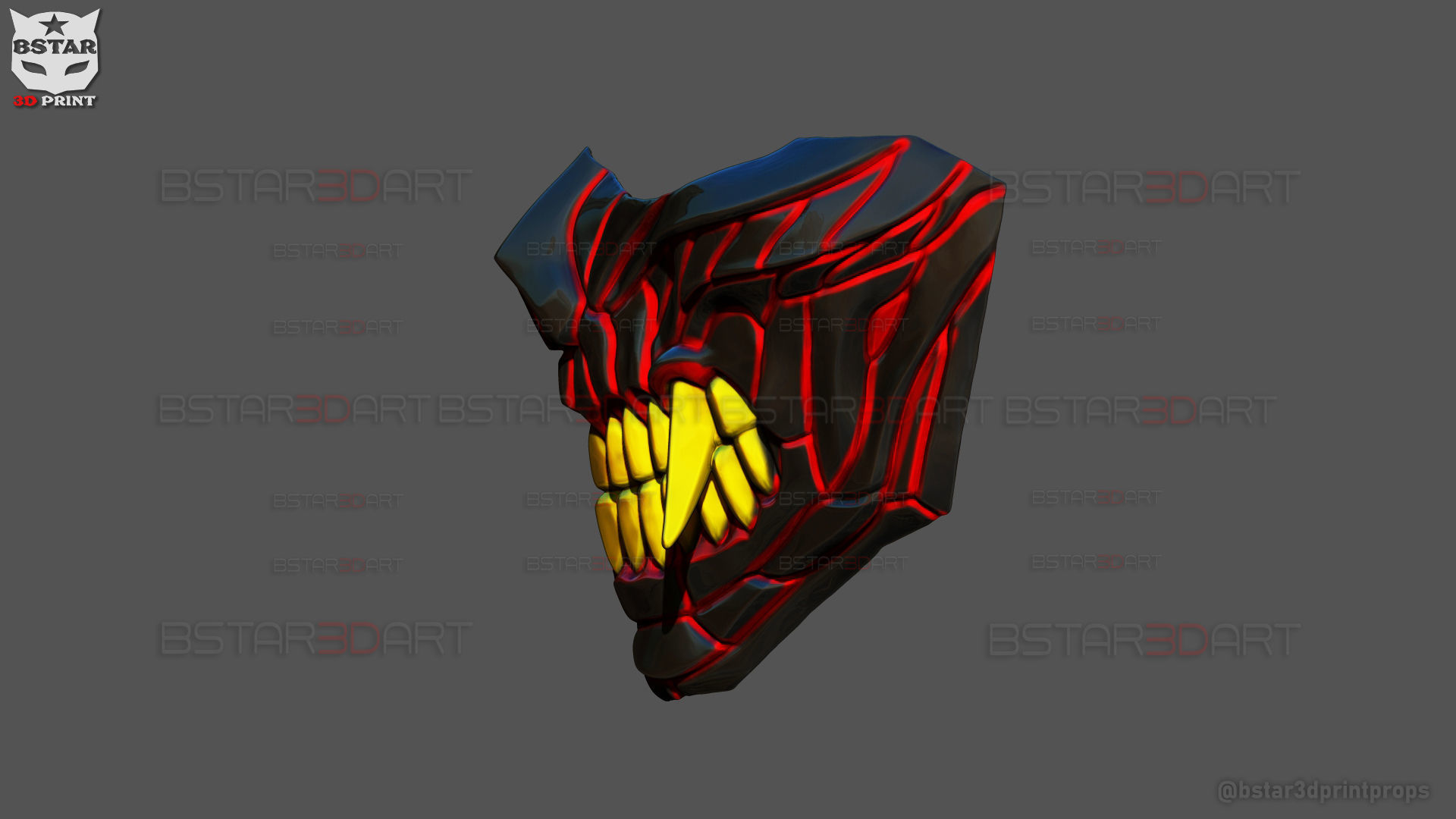 Hannya Cyber Half Mask - Halloween Cosplay 3D print model_13