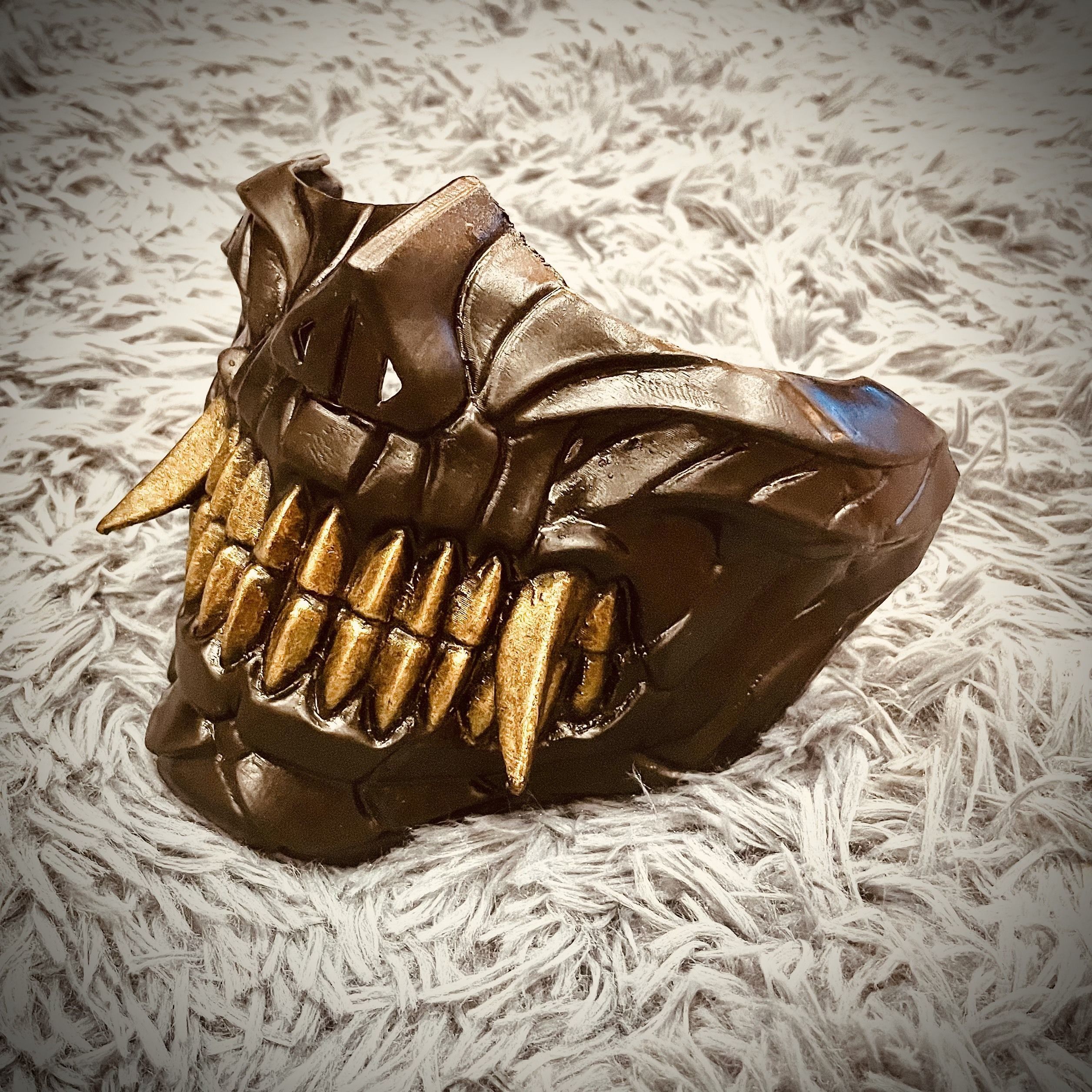 Hannya Cyber Half Mask - Halloween Cosplay 3D print model_4