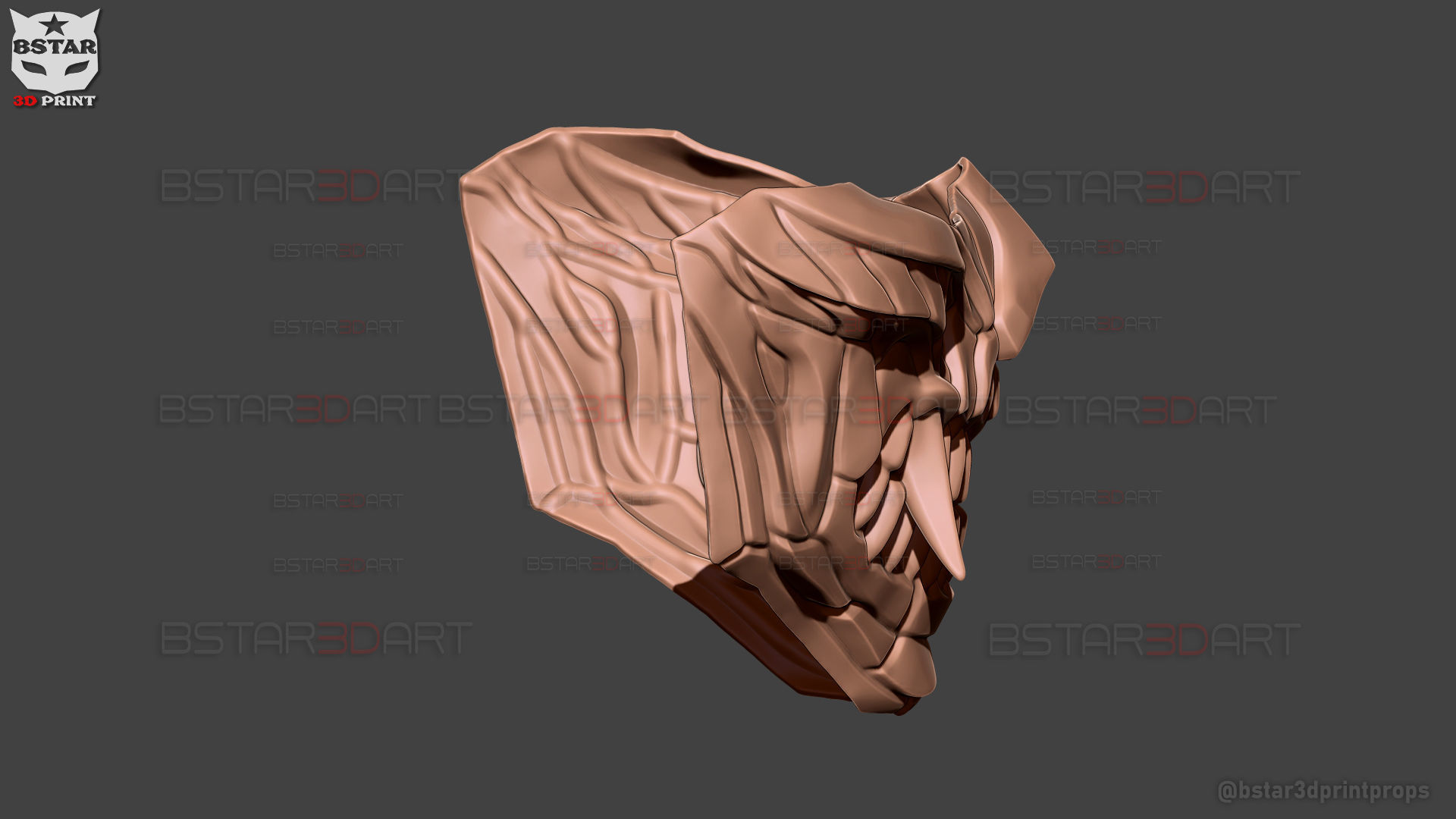 Hannya Cyber Half Mask - Halloween Cosplay 3D print model_19
