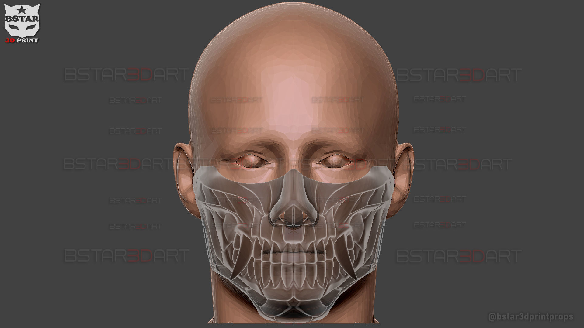 Hannya Cyber Half Mask - Halloween Cosplay 3D print model_21